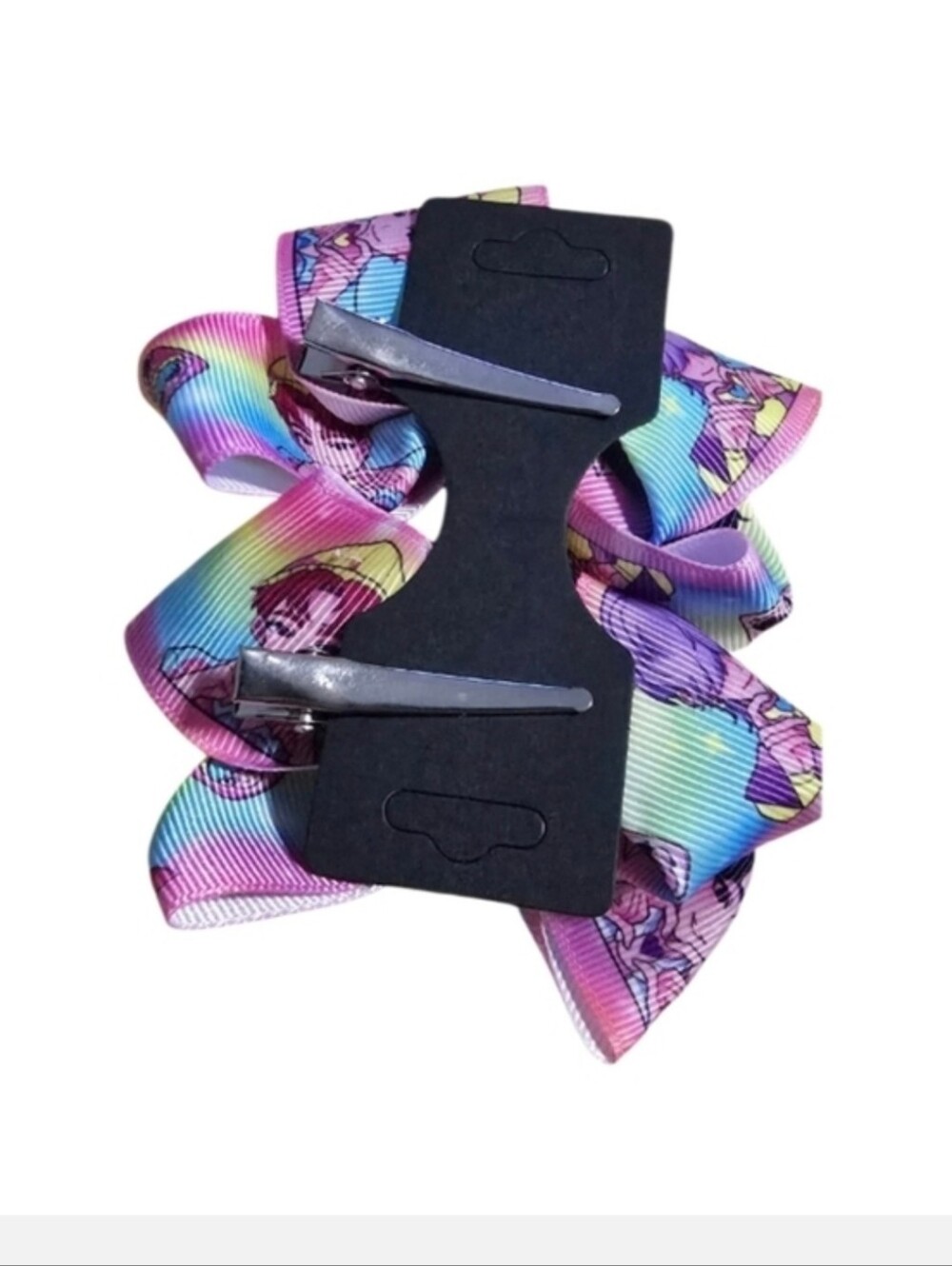 K-pop Kids Rainbow Character Hair Bows - Pink & Purple - Picture 3 of 3